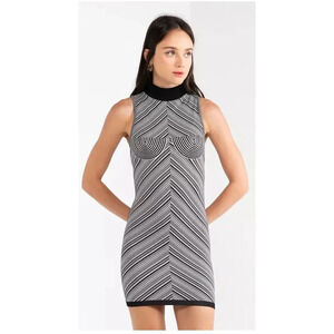 ZARA Womens Black & White mini Dress Stripe Detail Size XS -S Club Wear Cocktail